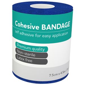 AEROBAN Blue Cohesive Bandage 7.5cm x 4.5M Wrap/12