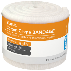 AEROCREPE Elastic Crepe Bandage 2.5cm x 4M Wrap/12