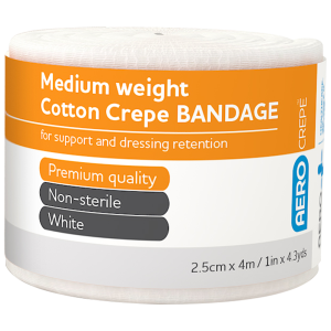 AEROCREPE Medium Cotton Crepe Bandage 2.5cm x 4M Wrap/12