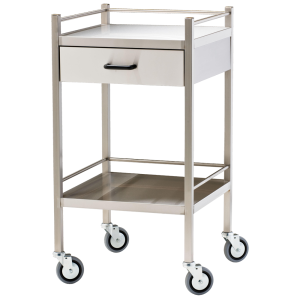 Small Stainless Steel Trolley with Drawer 50 x 50 x 97cm