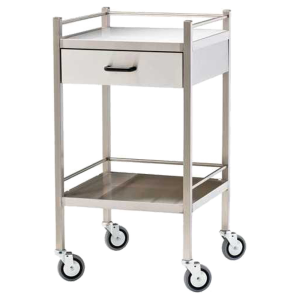 Medium Stainless Steel Trolley with Drawer 60 x 50 x 97cm