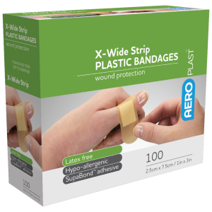 AEROPLAST Plastic X-Wide Strip 7.5 x 2.5cm Box/100