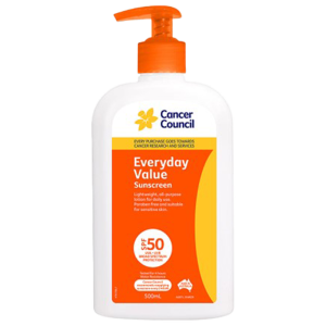 CANCER COUNCIL SPF50 Everyday Value Sunscreen Pump 500mL (GST Free)