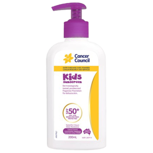 CANCER COUNCIL SPF50+ Kids Sunscreen Pump 200mL (GST Free)