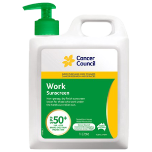 CANCER COUNCIL SPF50+ Work Sunscreen Pump 1L (GST Free)